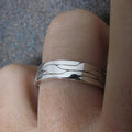 Silver Tone Wide Wave Texture Band Ring Sizes 6-10 view 3