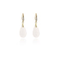 White Elongated Teardrop Clear Accent Hook Earrings view 5
