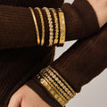 Crystal Hinged Bangle Collection in Five Gold and Silver Designs view 4