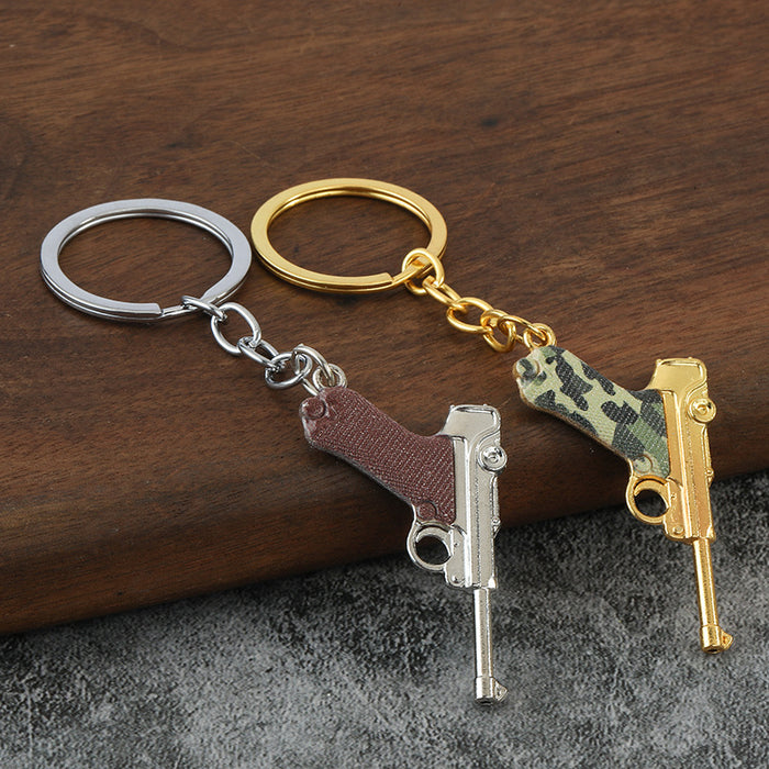 Mini Ruger P08 Alloy Pistol Model Keychain Pendant 5cm