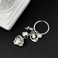 Purple Heart Rose and Leaf Charm Keychain with Metal Hardware view 2