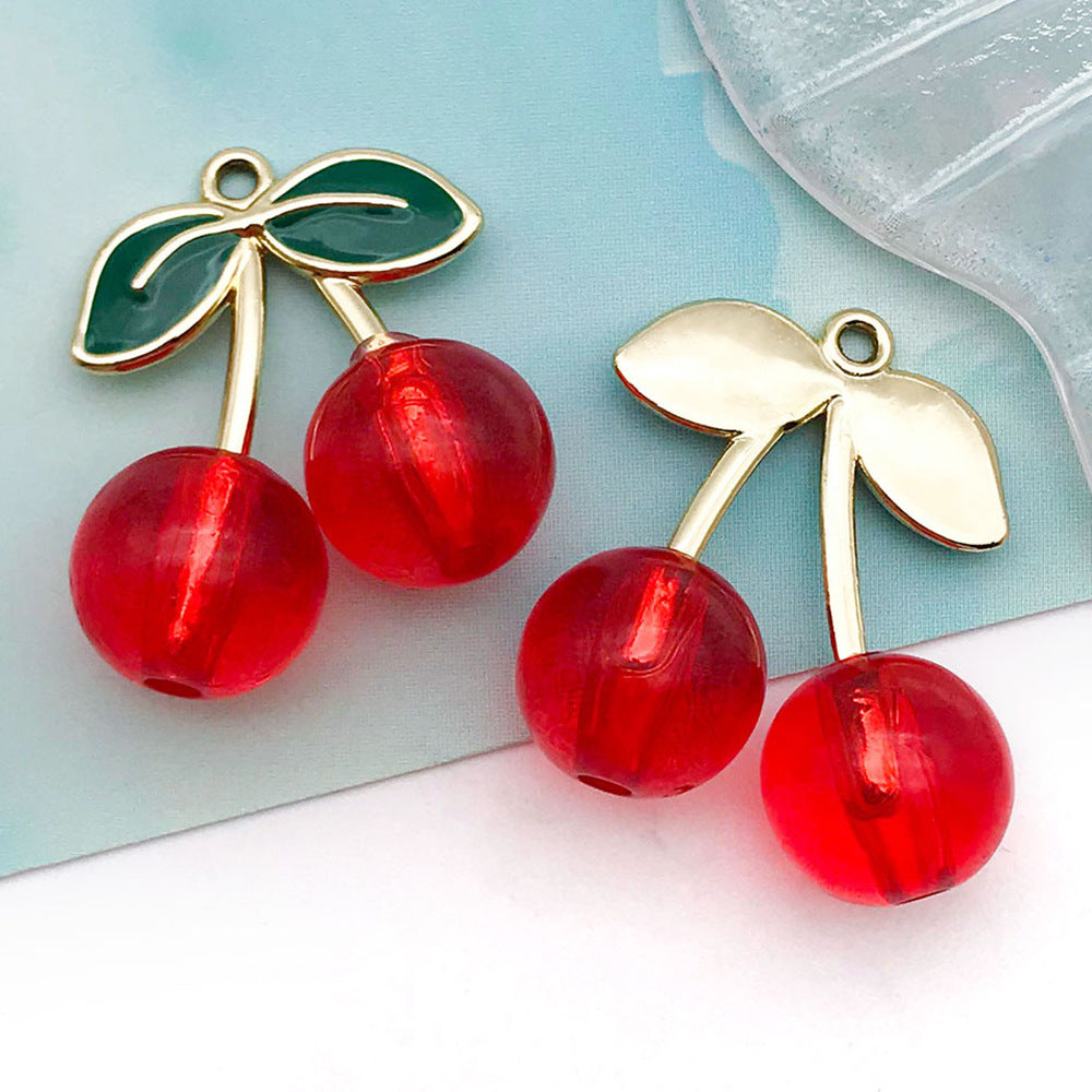 Acrylic 3D Cherry Fruit Charm Pendant for DIY Earrings Necklace Keychain Jewelry