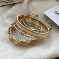 Irregular Disc Coil Twist Metal Open Bangle Set 4 Pcs 2 Tones view 7