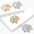 Pearl and Crystal Sheep Metal Brooch in Four Finishes view 2