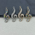 Pave Rhinestone Treble Clef Music Note Charm Pendant view 1