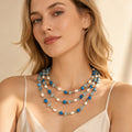 Aquamarine and Freshwater Pearl Beaded Necklace in Blue Tones view 3