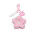 Puffy Fabric Flower Keychain with Acrylic Chain Heart Tag view 5