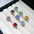 Cushion Cut Multicolor Open Rings Eight-Piece Gold Silver view 6