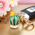 Jeweled Cactus Keychains in Green and Yellow with Wrist Loops view 3