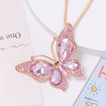 Rhinestone Butterfly Keychain Necklace Gold Tone 9 Colors view 2