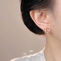 Multicolor Pave Crystal Heart Gold Tone Stud Earrings view 2