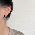 Black Enamel Heart Drop Earrings Silver Open Heart Dangles view 2