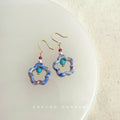 Blue White Porcelain Ceramic Drop Hoop Earrings Set view 11