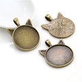 Cat Head Round Cabochon Pendant Trays in Six Finishes view 9
