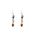 Gold and Silver Multicolor Chip Bead Long Hook Earrings view 5