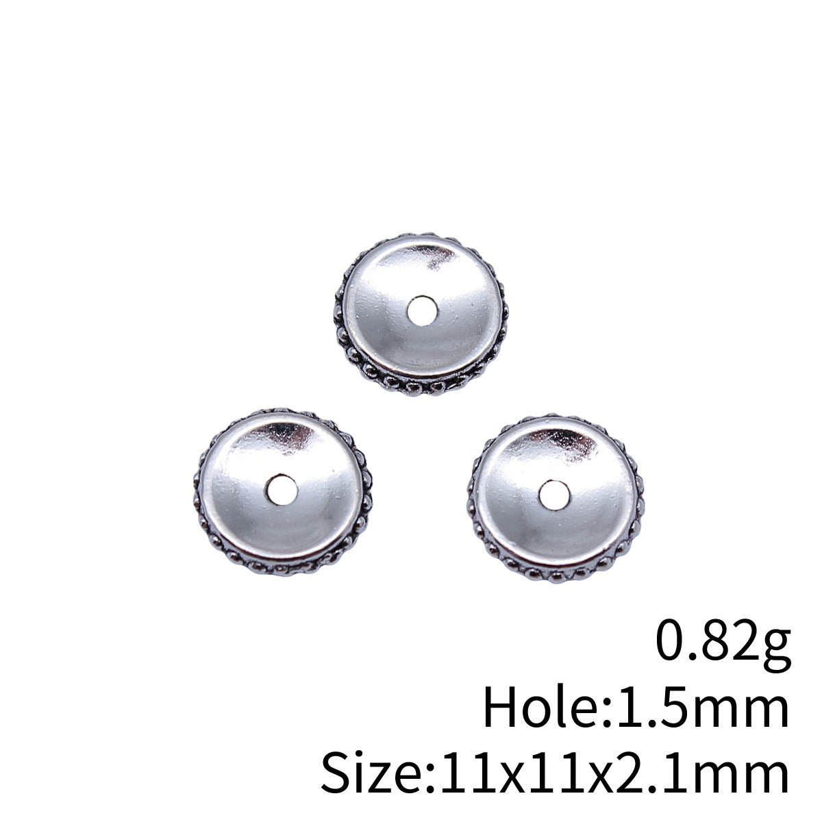 11x11x2.1mm 0.82g Antique Silver Zinc Alloy Round Disc Spacer Beads for European Style Jewelry Making