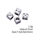 Antique Silver Dice Shaped Large Hole Jewelry Bead view 3