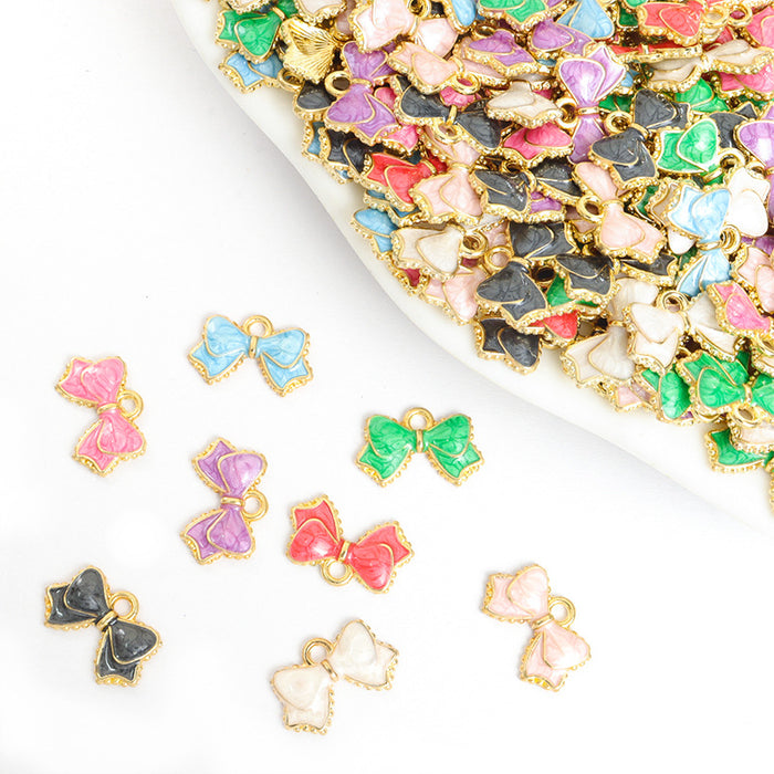 Colorful Enamel Bow Jewelry Components For DIY Earrings And Bracelets Charms