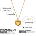 Hug Heart Pendant Necklace Beaded Cable Chain Gold Steel Finish view 7