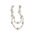 White Multi Size Pearl Bar Link Long Layer Necklace view 5