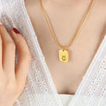 Smile Tag Pendant Necklace Gold Black Or Clear Zircon Eyes view 4
