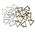 Minimal Open Triangle Charms in Two Antique Metal Finishes view 3
