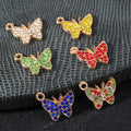 Rhinestone Butterfly Charm Pendant Alloy Six Colors view 1