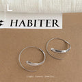 Silver Tone Abstract Open Circle Line Hoop Earrings view 4