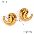Chubby Teardrop Curl Stud Earrings Gold Or Silver Tone view 6