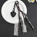 Ribbon Bow and Heart Charm Bag Clip with Lace Tassel view 9