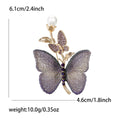 Mesh Wing Butterfly Brooch Pearl Bud Crystal Accent Pin view 5