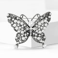 Pearl Butterfly Brooch Filigree Antique Gold Silver Crystal Pin view 3