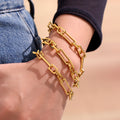 Gold Geometric Paperclip Link Chain Bracelet Stainless Steel view 4