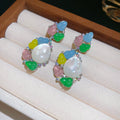 Resin Bud Oval Pearl Center Necklace Drop Earrings view 8