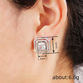 Silver Tone Octagonal Crystal Cluster Stud Earrings view 4