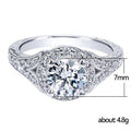 Silver Tone Round Cluster Clear Stone Wide Shoulder Ring view 5