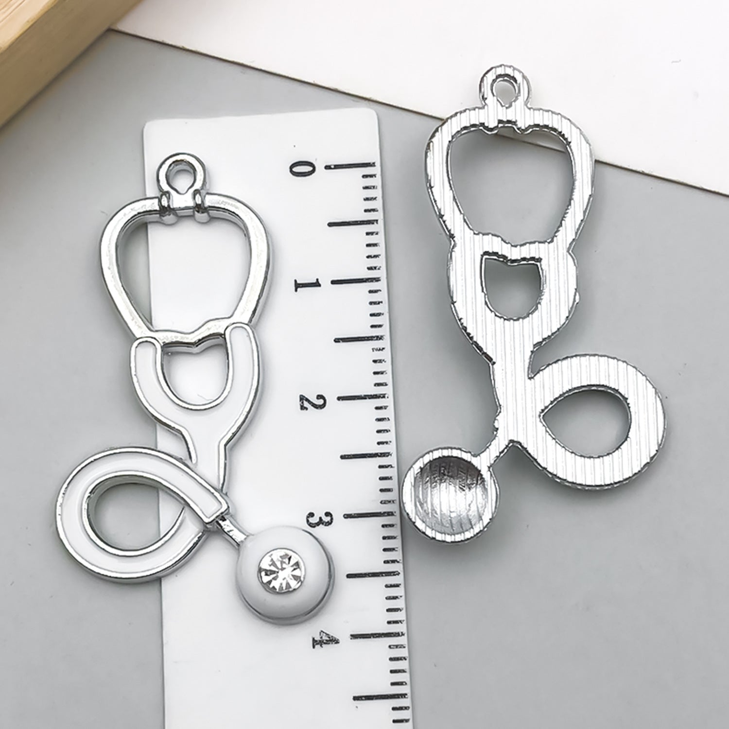 Zinc Alloy Enamel Syringe Stethoscope Nurse Hat Heart Nurse Cap Charm Pendant for DIY Jewelry