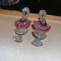 Fan Crystal Necklace Or Earrings In Purple Pink Or Green view 9