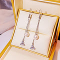 Pearl Look Crystal Look Chain Long Hook Earrings in Three Styles view 2