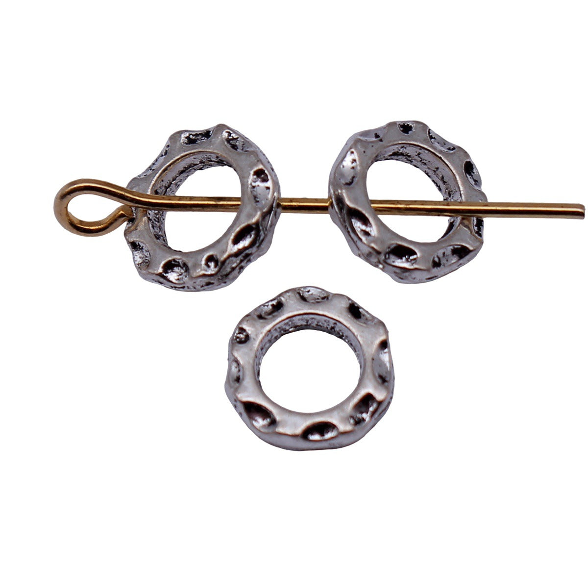8x8x1.8mm 0.32g Antique Silver Zinc Alloy Hammered Round Ring Spacer Beads for DIY Jewelry Making