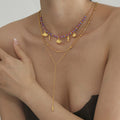 Gold Marine Whale Fish Bead Necklace Y-Lariat Ball Chain Set view 4