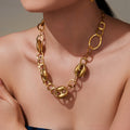 Gold Hollow Coffee Bean Link Necklace Stainless Steel Chain view 4