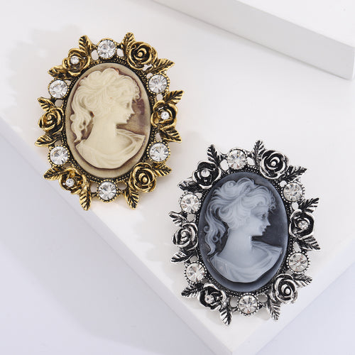 Cameo Rose Frame brooch shown from the front
