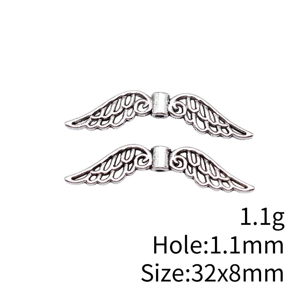 32x8mm 1.1g Multicolor Zinc Alloy Angel Wing Loose Metal Beads for Bracelet DIY Jewelry Making
