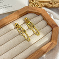 Antique Gold and Silver Jointed Skeleton Stud Earrings view 6