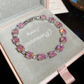Multicolor Faceted Stone Tennis Bracelet with Box Clasp view 6