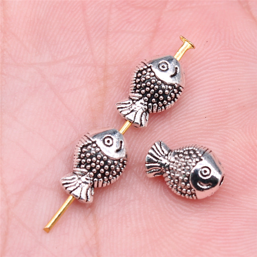 12x7mm 0.7g Antique Silver Zinc Alloy Fish Loose Metal Beads for DIY Bracelet Jewelry Making
