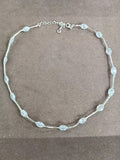 Silver Tone Crystal Station Necklaces in Six Colors view 8