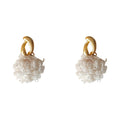 Matte Gold Open Loop Cream Yarn Ball Drop Earrings view 5