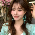 Mint Green Shell Chip Cluster Drop Earrings Fashion Jewelry view 2